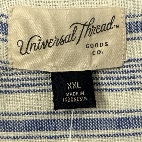 Universal Thread Pull Over Short Sleeve Shirt NWT Blue Stripe Sz XXL Linen Blend - Picture 5 of 11